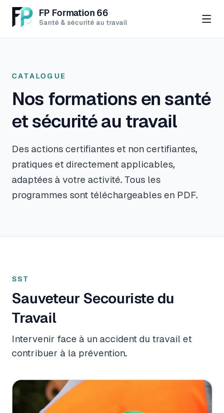 Catalogue des formations sur mobile : « Nos formations en santé et sécurité au travail »