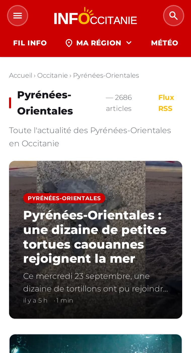 Page Pyrénées-Orientales sur mobile