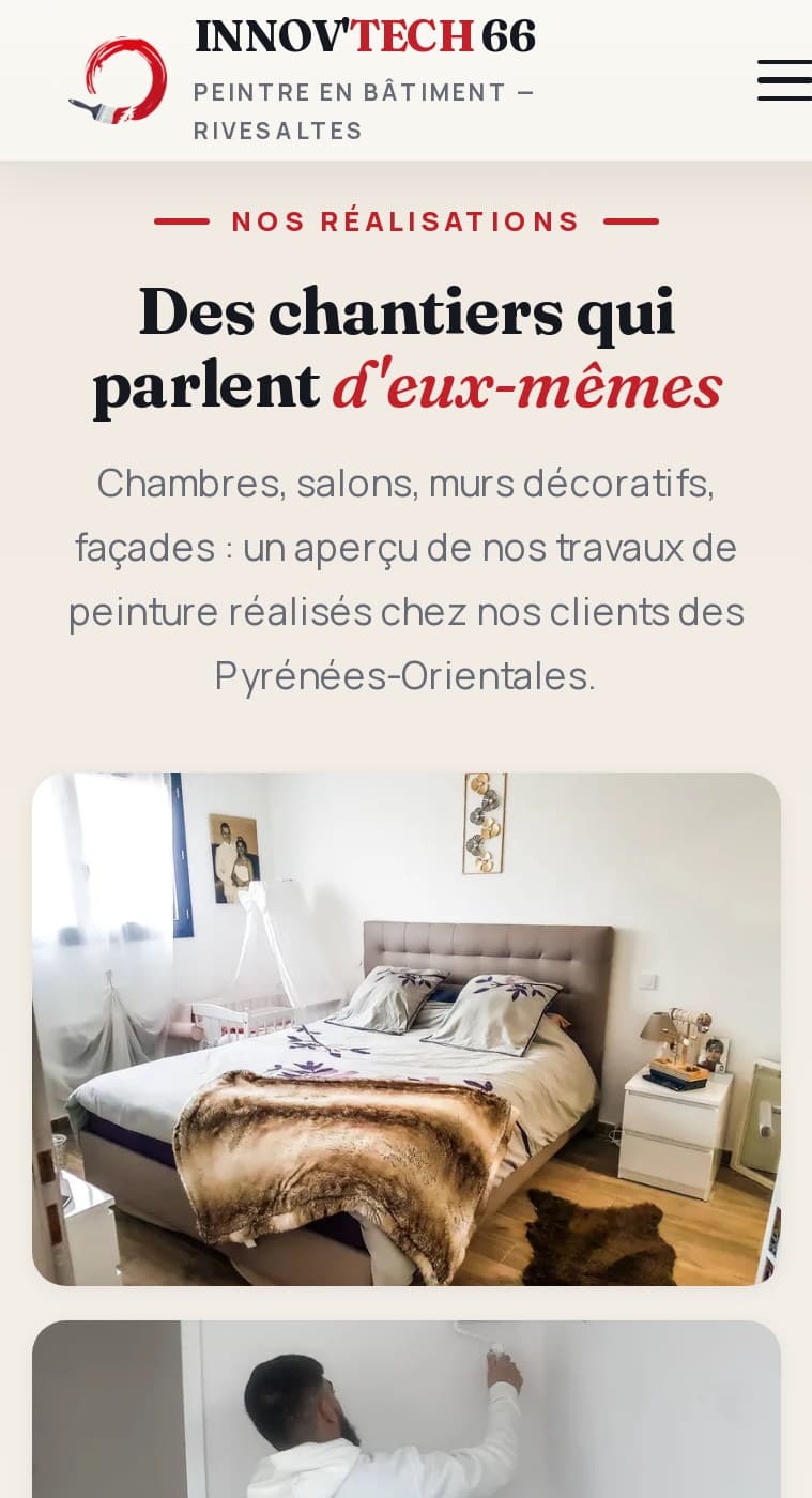 Section Réalisations sur mobile