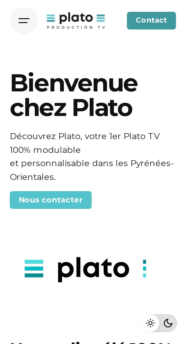Page « Bienvenue chez Plato » sur mobile