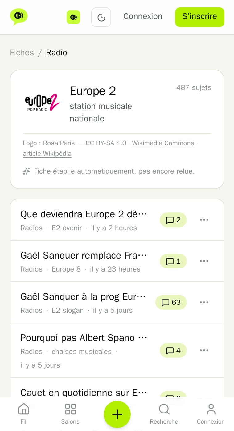 Fiche Europe 2 sur le forum Libre-Antenne, mobile : sujets liés à la station