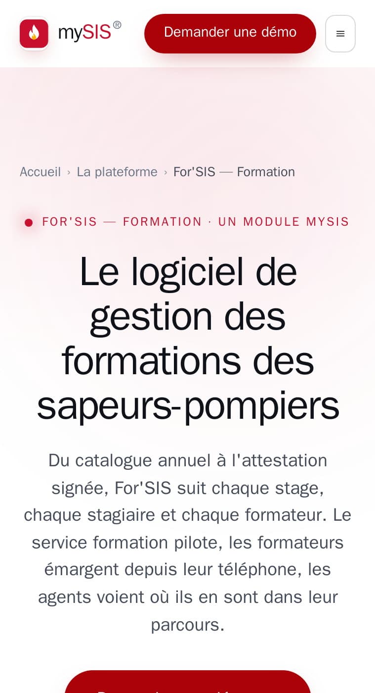 Page For’SIS sur mobile : la gestion des formations