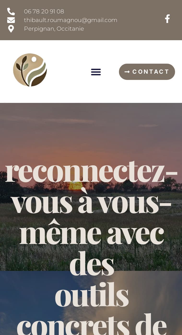 Ancien accueil sur mobile : le titre en capitales grasses occupe tout l’écran, coupé en fin de ligne