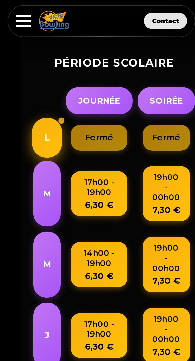 Ancienne grille d’horaires sur mobile