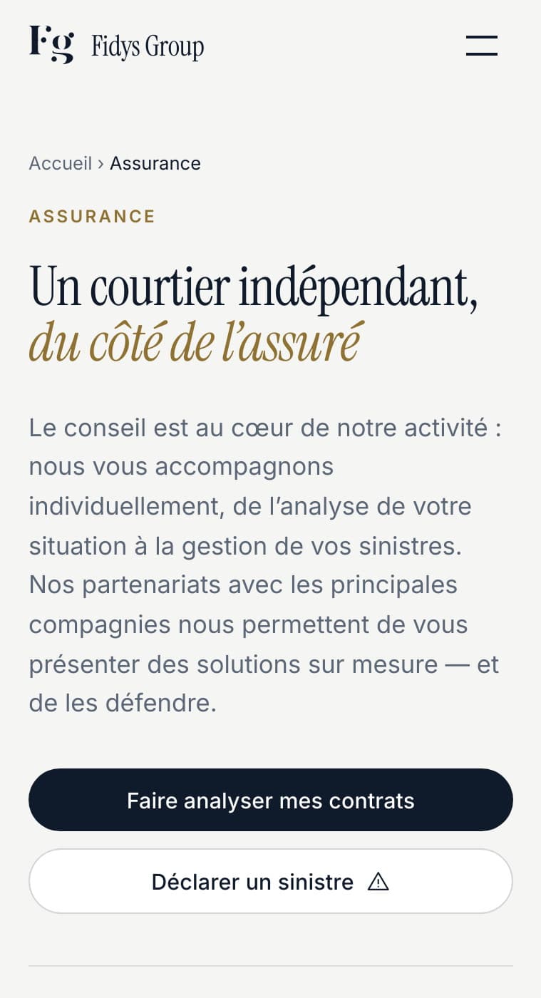 Page Assurance sur mobile : « Un courtier indépendant, du côté de l’assuré »