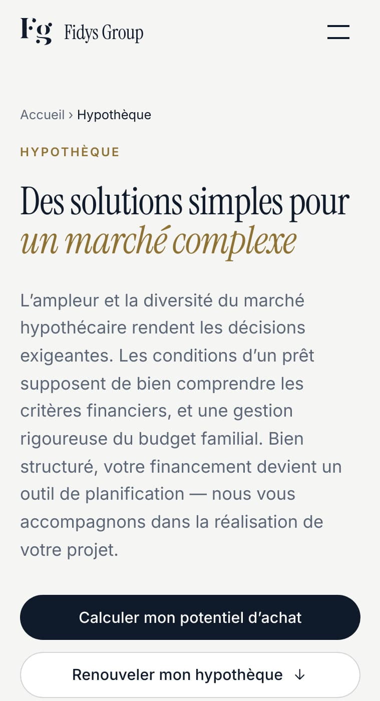 Page Hypothèque sur mobile : « Des solutions simples pour un marché complexe »