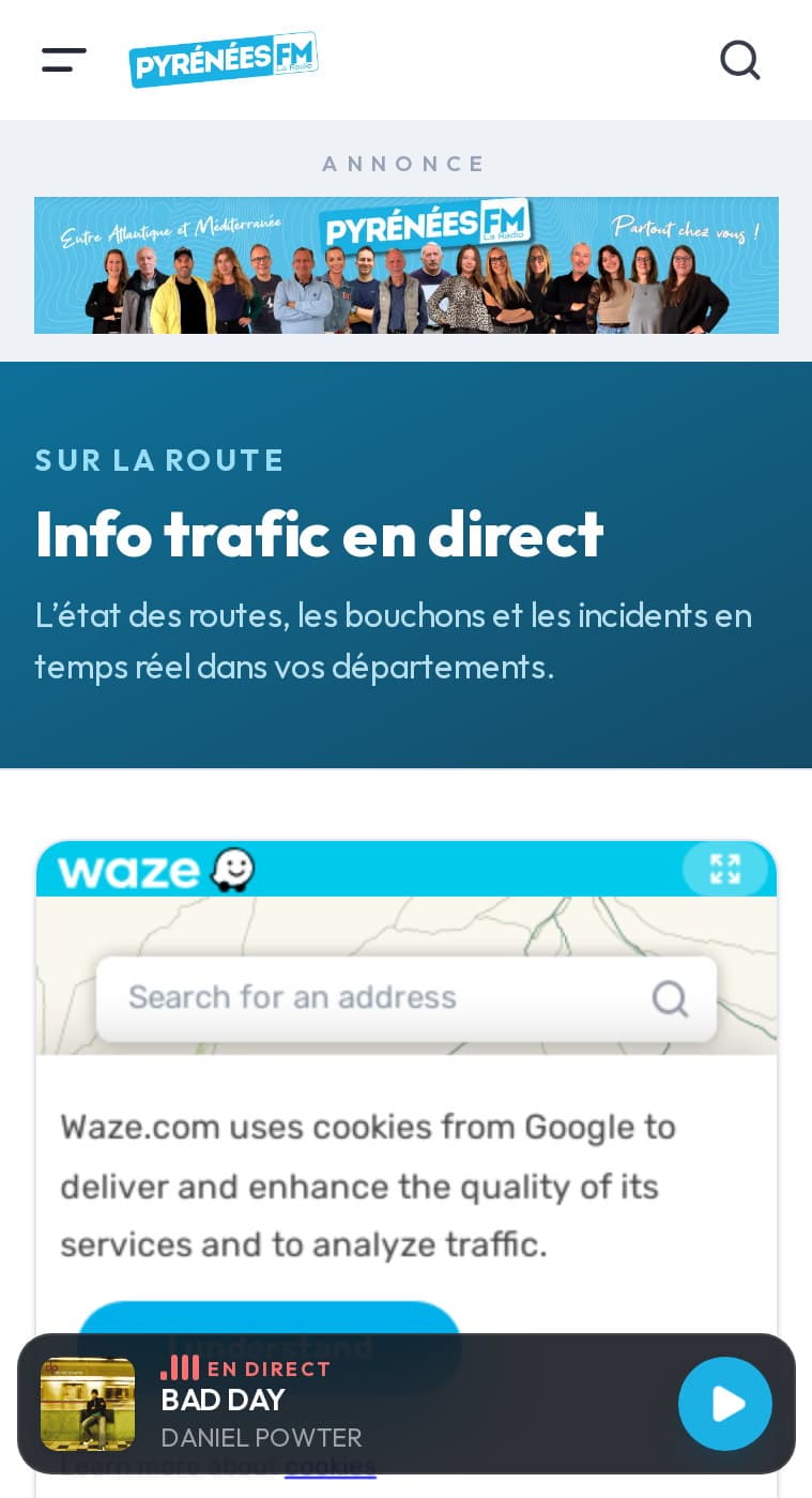 Info trafic en direct sur mobile